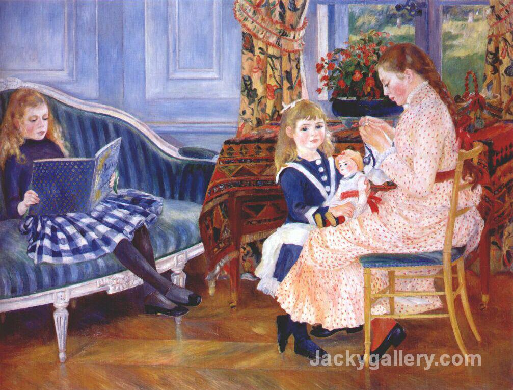Childrens Afternoon at Wargemont (Marguerite) by Pierre Auguste Renoir paintings reproduction